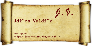 Jóna Valér névjegykártya
